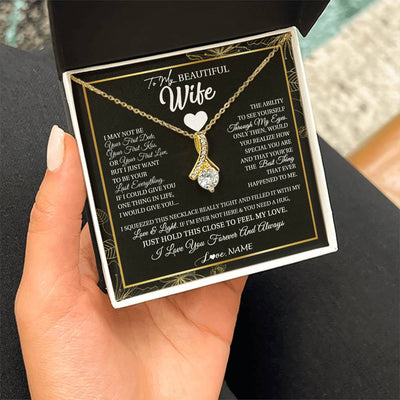 Alluring Beauty Necklace 18K Yellow Gold Finish | 2 | Personalized To My Beautiful Wife Necklace From Husband I May Not Be Your First Day Wife Valentines Day Birthday Christmas Customized Gift Box Message Card | siriusteestore