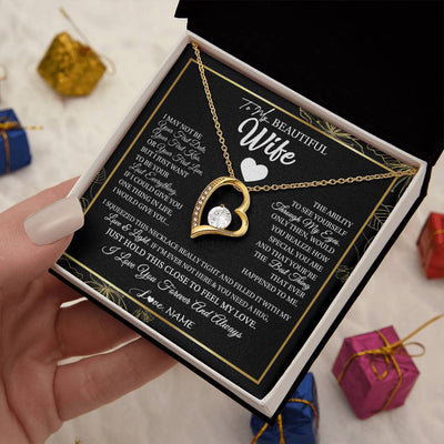 Forever Love Necklace 18K Yellow Gold Finish | 2 | Personalized To My Beautiful Wife Necklace From Husband I May Not Be Your First Day Wife Valentines Day Birthday Christmas Customized Gift Box Message Card | siriusteestore