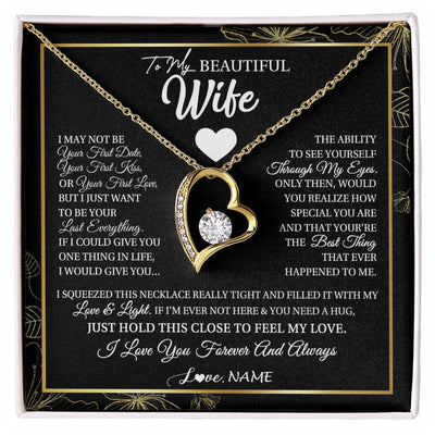 Forever Love Necklace 18K Yellow Gold Finish | 1 | Personalized To My Beautiful Wife Necklace From Husband I May Not Be Your First Day Wife Valentines Day Birthday Christmas Customized Gift Box Message Card | siriusteestore