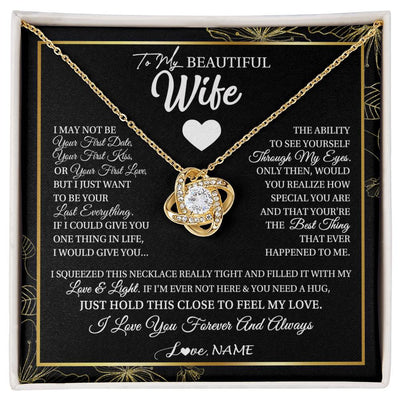 Love Knot Necklace 18K Yellow Gold Finish | 1 | Personalized To My Beautiful Wife Necklace From Husband I May Not Be Your First Day Wife Valentines Day Birthday Christmas Customized Gift Box Message Card | siriusteestore