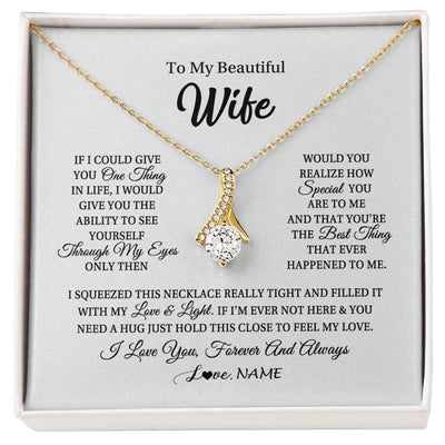 Alluring Beauty Necklace 18K Yellow Gold Finish | 1 | Personalized To My Beautiful Wife Necklace From Husband If I Could Give You Wife Birthday Anniversary Wedding Day Christmas Customized Gift Box Message Card | siriusteestore