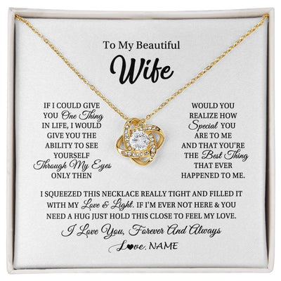 Love Knot Necklace 18K Yellow Gold Finish | 1 | Personalized To My Beautiful Wife Necklace From Husband If I Could Give You Wife Birthday Anniversary Wedding Day Christmas Customized Gift Box Message Card | siriusteestore