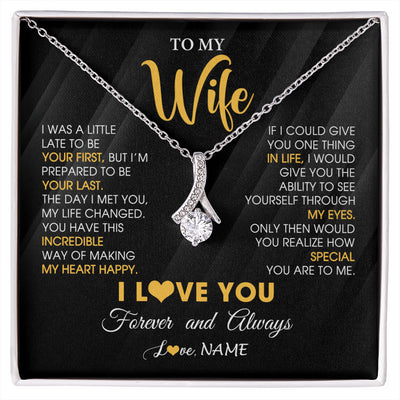 Alluring Beauty Necklace 14K White Gold Finish | 1 | Personalized To My Beautiful Wife Necklace From Husband Jewelry Forever Love Wife Birthday Gifts Anniversary Wedding Valentines Day Gift Box Message Card | siriusteestore