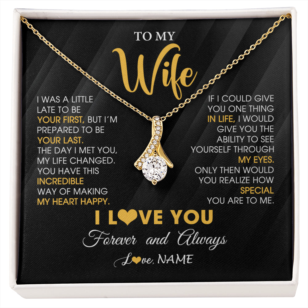 Alluring Beauty Necklace 18K Yellow Gold Finish | 1 | Personalized To My Beautiful Wife Necklace From Husband Jewelry Forever Love Wife Birthday Gifts Anniversary Wedding Valentines Day Gift Box Message Card | siriusteestore