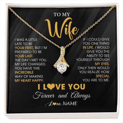 Alluring Beauty Necklace 18K Yellow Gold Finish | 1 | Personalized To My Beautiful Wife Necklace From Husband Jewelry Forever Love Wife Birthday Gifts Anniversary Wedding Valentines Day Gift Box Message Card | siriusteestore