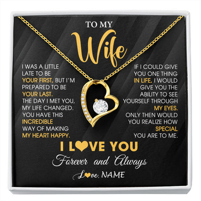 Forever Love Necklace 18K Yellow Gold Finish | 1 | Personalized To My Beautiful Wife Necklace From Husband Jewelry Forever Love Wife Birthday Gifts Anniversary Wedding Valentines Day Gift Box Message Card | siriusteestore