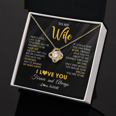Love Knot Necklace 18K Yellow Gold Finish | 2 | Personalized To My Beautiful Wife Necklace From Husband Jewelry Forever Love Wife Birthday Gifts Anniversary Wedding Valentines Day Gift Box Message Card | siriusteestore