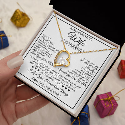 Forever Love Necklace 18K Yellow Gold Finish | 2 | Personalized To My Beautiful Wife Necklace From Husband Love You Like I Do Promise Wife Romantic Birthday Anniversary For Her Christmas Gift Box Message Card | siriusteestore