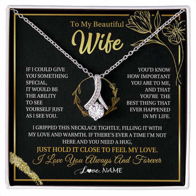 Alluring Beauty Necklace 14K White Gold Finish | 1 | Personalized To My Beautiful Wife Necklace From Husband My Love Wife Birthday Romantic Unique Anniversary Wedding Christmas Customized Gift Box Message Card | siriusteestore