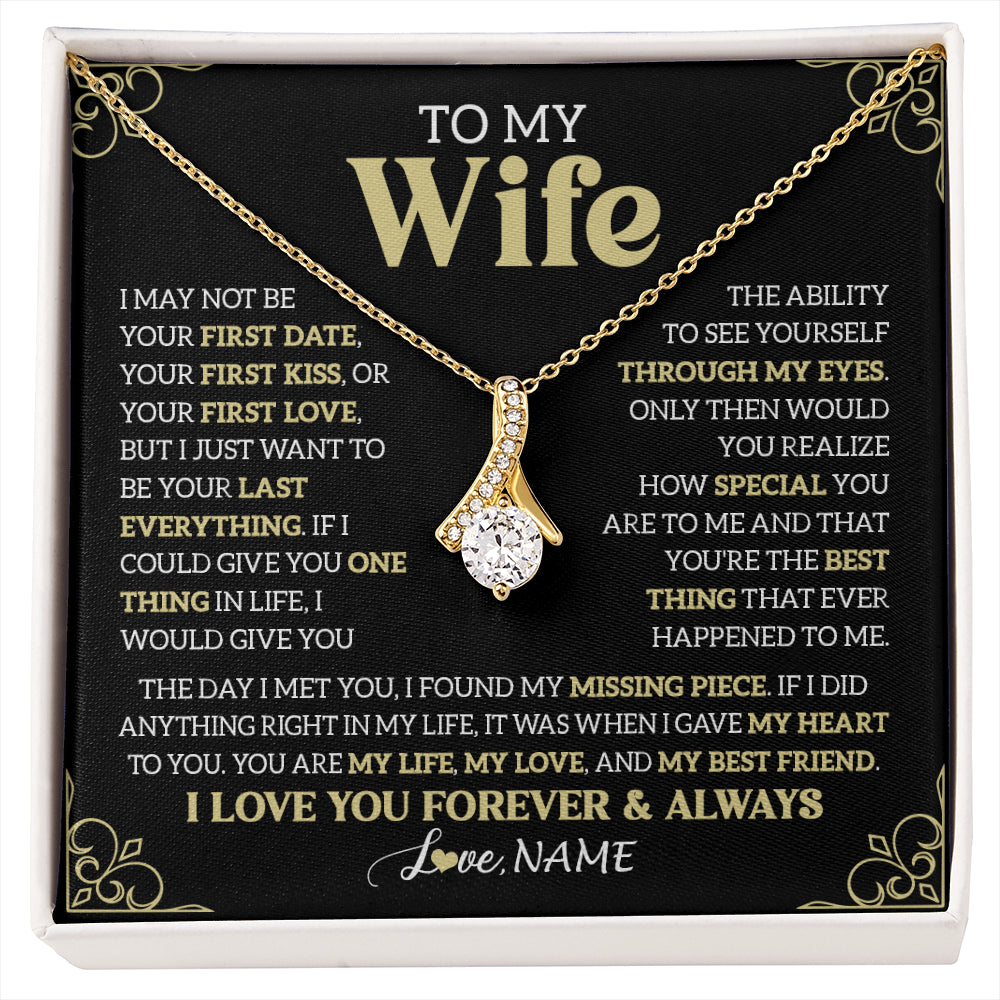 Alluring Beauty Necklace 18K Yellow Gold Finish | 1 | Personalized To My Beautiful Wife Necklace From Husband The Day I Met You Birthday Gifts For Wife Anniversary Wedding Valentines Day Gift Box Message Card | siriusteestore