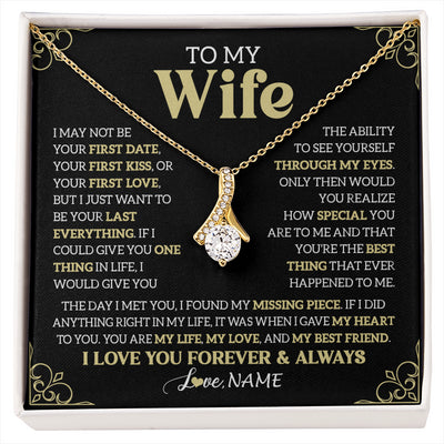 Alluring Beauty Necklace 18K Yellow Gold Finish | 1 | Personalized To My Beautiful Wife Necklace From Husband The Day I Met You Birthday Gifts For Wife Anniversary Wedding Valentines Day Gift Box Message Card | siriusteestore