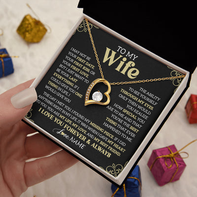 Forever Love Necklace 18K Yellow Gold Finish | 2 | Personalized To My Beautiful Wife Necklace From Husband The Day I Met You Birthday Gifts For Wife Anniversary Wedding Valentines Day Gift Box Message Card | siriusteestore