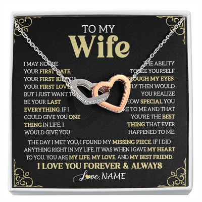 Interlocking Hearts Necklace Stainless Steel & Rose Gold Finish | 1 | Personalized To My Beautiful Wife Necklace From Husband The Day I Met You Birthday Gifts For Wife Anniversary Wedding Valentines Day Gift Box Message Card | siriusteestore