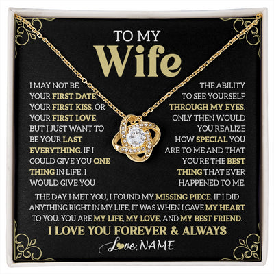 Love Knot Necklace 18K Yellow Gold Finish | 1 | Personalized To My Beautiful Wife Necklace From Husband The Day I Met You Birthday Gifts For Wife Anniversary Wedding Valentines Day Gift Box Message Card | siriusteestore