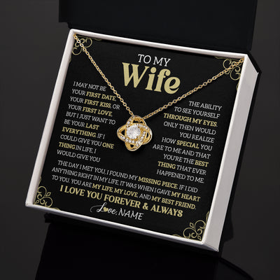 Love Knot Necklace 18K Yellow Gold Finish | 2 | Personalized To My Beautiful Wife Necklace From Husband The Day I Met You Birthday Gifts For Wife Anniversary Wedding Valentines Day Gift Box Message Card | siriusteestore