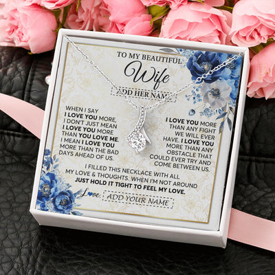 Alluring Beauty Necklace 14K White Gold Finish | 2 | Personalized To My Beautiful Wife Necklace From Husband When I Say Wife Gifts Romantic Birthday Valentines For Her Christmas Custom Gift Box Message Card | https://siriusteestore.