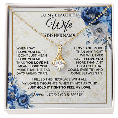 Alluring Beauty Necklace 18K Yellow Gold Finish | 1 | Personalized To My Beautiful Wife Necklace From Husband When I Say Wife Gifts Romantic Birthday Valentines For Her Christmas Custom Gift Box Message Card | https://siriusteestore.