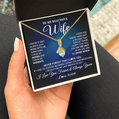 Alluring Beauty Necklace 18K Yellow Gold Finish | 2 | Personalized To My Beautiful Wife Necklace From Husband You Are The Light Of My Life Soulmate Wife Birthday Valentines Day Customized Gift Box Message Card | siriusteestore