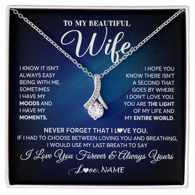 Alluring Beauty Necklace | Personalized To My Beautiful Wife Necklace From Husband You Are The Light Of My Life Soulmate Wife Birthday Valentines Day Customized Gift Box Message Card | siriusteestore