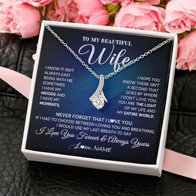 Alluring Beauty Necklace | Personalized To My Beautiful Wife Necklace From Husband You Are The Light Of My Life Soulmate Wife Birthday Valentines Day Customized Gift Box Message Card | siriusteestore