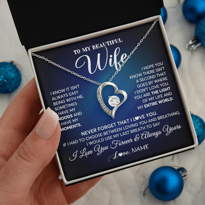Forever Love Necklace | Personalized To My Beautiful Wife Necklace From Husband You Are The Light Of My Life Soulmate Wife Birthday Valentines Day Customized Gift Box Message Card | siriusteestore