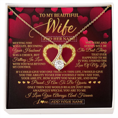 Alluring Beauty Necklace 18K Yellow Gold Finish | 1 | Personalized To My Beautiful Wife Necklace Gift From Husband Heartfelt Wedding Anniversary Valentines Day Wife Gifts Christmas Custom Gift Box Message Card | siriusteestore.myshopify