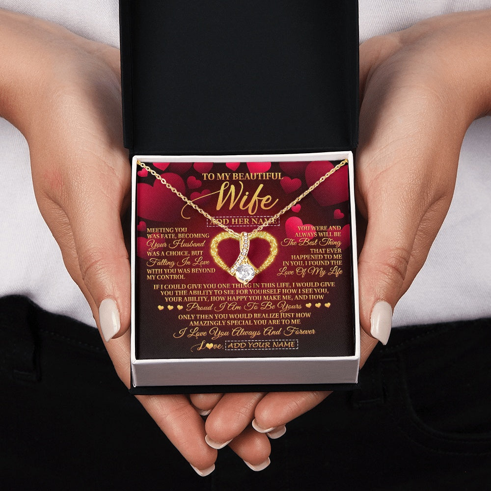 Alluring Beauty Necklace 18K Yellow Gold Finish | 2 | Personalized To My Beautiful Wife Necklace Gift From Husband Heartfelt Wedding Anniversary Valentines Day Wife Gifts Christmas Custom Gift Box Message Card | siriusteestore.myshopify