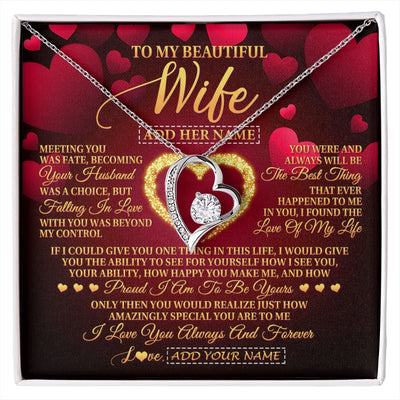 Forever Love Necklace 14K White Gold Finish | 1 | Personalized To My Beautiful Wife Necklace Gift From Husband Heartfelt Wedding Anniversary Valentines Day Wife Gifts Christmas Custom Gift Box Message Card | siriusteestore.myshopify