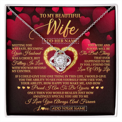 Love Knot Necklace 14K White Gold Finish | 1 | Personalized To My Beautiful Wife Necklace Gift From Husband Heartfelt Wedding Anniversary Valentines Day Wife Gifts Christmas Custom Gift Box Message Card | siriusteestore.myshopify