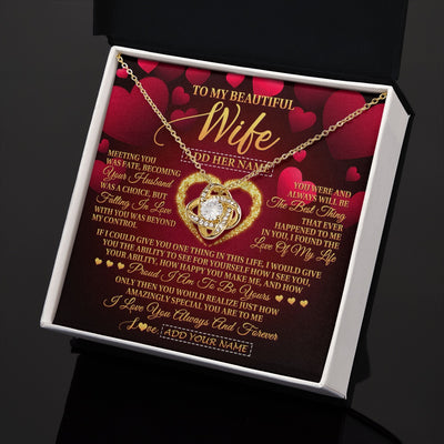 Love Knot Necklace 18K Yellow Gold Finish | 2 | Personalized To My Beautiful Wife Necklace Gift From Husband Heartfelt Wedding Anniversary Valentines Day Wife Gifts Christmas Custom Gift Box Message Card | siriusteestore.myshopify