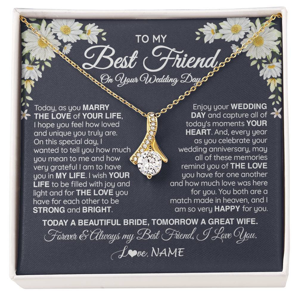 Alluring Beauty Necklace 18K Yellow Gold Finish | 1 | Personalized To My Best Friend On Her Wedding Day Necklace Bride Gifts From Maid Of Honor Always My Best Friend Gifts Jewelry Customized Gift Box Message Card | siriusteestore