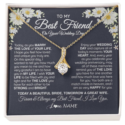 Alluring Beauty Necklace 18K Yellow Gold Finish | 1 | Personalized To My Best Friend On Her Wedding Day Necklace Bride Gifts From Maid Of Honor Always My Best Friend Gifts Jewelry Customized Gift Box Message Card | siriusteestore
