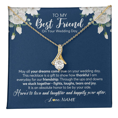 Alluring Beauty Necklace 18K Yellow Gold Finish | 1 | Personalized To My Best Friend On Her Wedding Day Necklace Bride Gifts From Maid Of Honor Thankful Best Friend Jewelry Customized Gift Box Message Card | siriusteestore