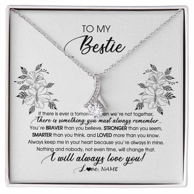 Alluring Beauty Necklace 14K White Gold Finish | Personalized To My Bestie Necklace From Friend Sister Not Even Time Floral Bestie Best Friends Birthday Graduation Christmas Customized Message Card | siriusteestore