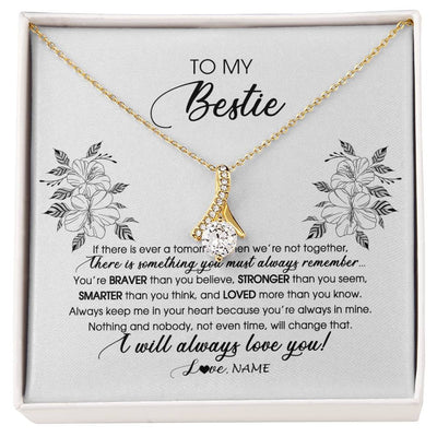 Alluring Beauty Necklace 18K Yellow Gold Finish | Personalized To My Bestie Necklace From Friend Sister Not Even Time Floral Bestie Best Friends Birthday Graduation Christmas Customized Message Card | siriusteestore