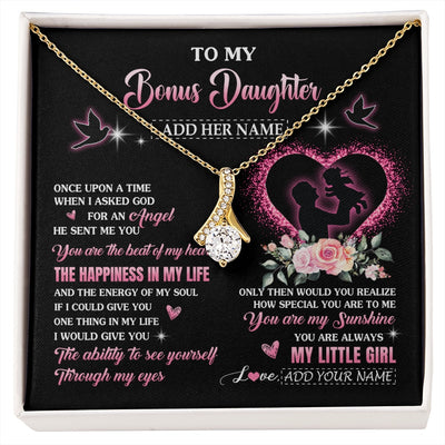 Alluring Beauty Necklace 18K Yellow Gold Finish | 1 | Personalized To My Bonus Daughter From Stepdad Necklace Once Upon A Time Birthday Graduation Gifts For Stepdaughter Christmas Custom Gift Box Message Card | siriusteestore.myshopify