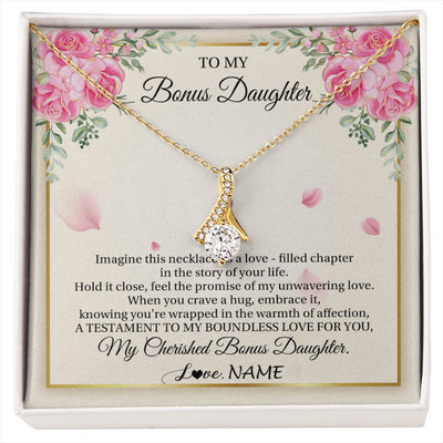 Alluring Beauty Necklace 18K Yellow Gold Finish | 1 | Personalized To My Bonus Daughter From Stepmom Imagine This Necklace As A Love Stepddaughter Birthday Jewelry Christmas Customized Gift Box Message Card | siriusteestore