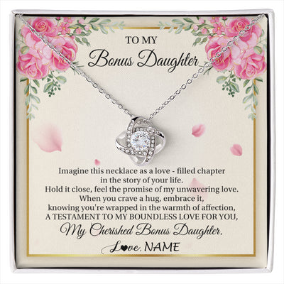 Love Knot Necklace 14K White Gold Finish | 1 | Personalized To My Bonus Daughter From Stepmom Imagine This Necklace As A Love Stepddaughter Birthday Jewelry Christmas Customized Gift Box Message Card | siriusteestore