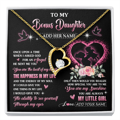 Forever Love Necklace 18K Yellow Gold Finish | 1 | Personalized To My Bonus Daughter From Stepmom Necklace Once Upon A Time Birthday Graduation Gifts For Stepdaughter Christmas Custom Gift Box Message Card | siriusteestore.myshopify