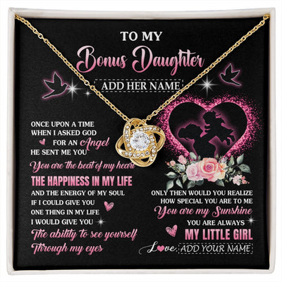 Love Knot Necklace 18K Yellow Gold Finish | 1 | Personalized To My Bonus Daughter From Stepmom Necklace Once Upon A Time Birthday Graduation Gifts For Stepdaughter Christmas Custom Gift Box Message Card | siriusteestore.myshopify