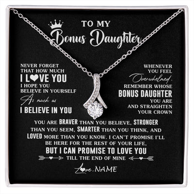 Alluring Beauty Necklace 14K White Gold Finish | 1 | Personalized To My Bonus Daughter Gifs From Bonus Mom Necklace How Much I Love You Stepddaughter Birthday Gifts Christmas Customized Gift Box Message Card | siriusteestore