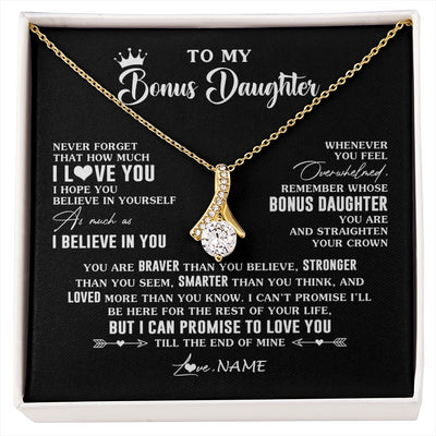 Alluring Beauty Necklace 18K Yellow Gold Finish | 1 | Personalized To My Bonus Daughter Gifs From Bonus Mom Necklace How Much I Love You Stepddaughter Birthday Gifts Christmas Customized Gift Box Message Card | siriusteestore