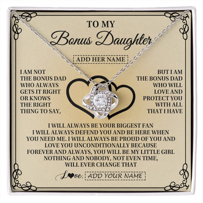 Love Knot Necklace 14K White Gold Finish | 1 | Personalized To My Bonus Daughter Gifts From Stepdad Bonus Daughter Birthday Gifts Jewelry Women Stepdaughter Pendant Necklace Christmas Gift Box Message Card | https://siriusteestore.