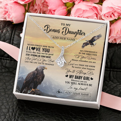 Alluring Beauty Necklace 14K White Gold Finish | 2 | Personalized To My Bonus Daughter Gifts From Stepdad Necklace Eagle Never Forget How Much I Love You Stepdaughter Birthday Christmas Gift Box Message Card | siriusteestore.myshopify