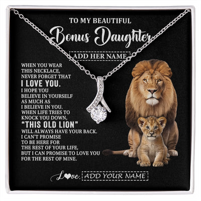 Alluring Beauty Necklace 14K White Gold Finish | 1 | Personalized To My Bonus Daughter Gifts From Stepfather Necklace This Old Lion Love You Stepdaughter Birthday Gifts Christmas Customized Gift Box Message Card | https://siriusteestore.
