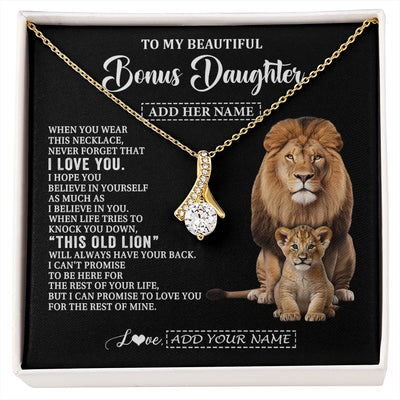 Alluring Beauty Necklace 18K Yellow Gold Finish | 1 | Personalized To My Bonus Daughter Gifts From Stepfather Necklace This Old Lion Love You Stepdaughter Birthday Gifts Christmas Customized Gift Box Message Card | https://siriusteestore.