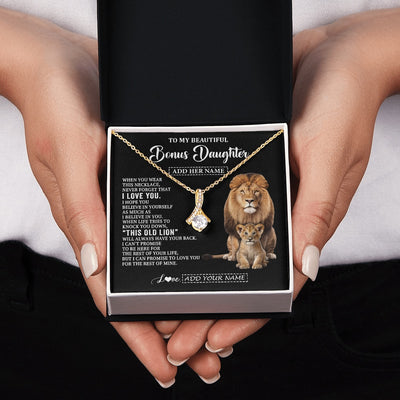 Alluring Beauty Necklace 18K Yellow Gold Finish | 2 | Personalized To My Bonus Daughter Gifts From Stepfather Necklace This Old Lion Love You Stepdaughter Birthday Gifts Christmas Customized Gift Box Message Card | https://siriusteestore.