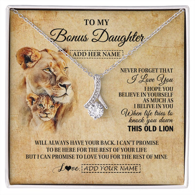 Alluring Beauty Necklace 14K White Gold Finish | 1 | Personalized To My Bonus Daughter Gifts From Stepmom Lion Necklace I Love You Stepdaughter Birthday Gifts Graduation Christmas Custom Gift Box Message Card | siriusteestore.myshopify