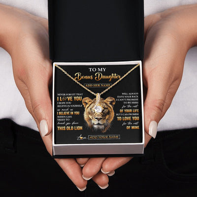 Alluring Beauty Necklace 18K Yellow Gold Finish | 2 | Personalized To My Bonus Daughter Gifts From Stepmom Necklace Old Lion Love You Stepdaughter Birthday Gifts Graduation Christmas Custom Gift Box Message Card | siriusteestore.myshopify