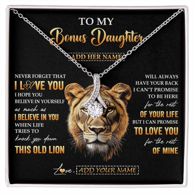 Alluring Beauty Necklace 14K White Gold Finish | 1 | Personalized To My Bonus Daughter Gifts From Stepmom Necklace Old Lion Love You Stepdaughter Birthday Gifts Graduation Christmas Custom Gift Box Message Card | siriusteestore.myshopify